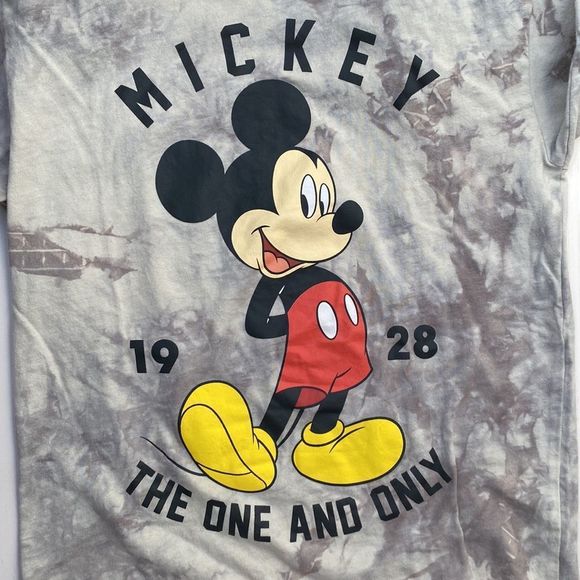 100% Cotton Mickey Mouse Graphic Tie-died Crew Neck Shirt - Picture 5 of 6